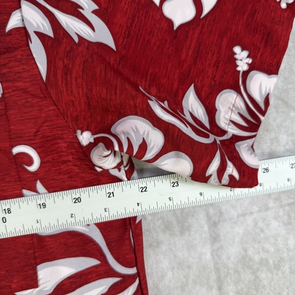 Extreme Gear Vintage Shirt Mens Small Red White Hibiscus Hawaiian Floral Y2K - Picture 7 of 7